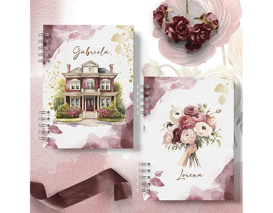 Arquivo encadernação coleção primaveira bordo casa floral - BICHO PAPEL 6
