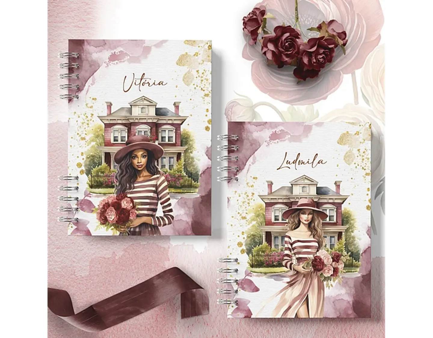 Arquivo encadernação coleção primaveira bordo casa floral - BICHO PAPEL 8
