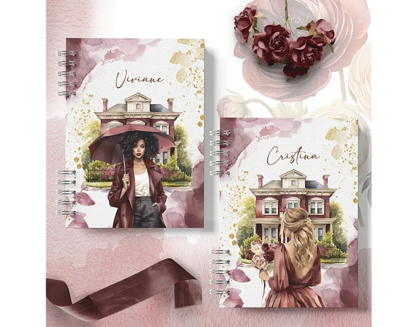Arquivo encadernação coleção primaveira bordo casa floral - BICHO PAPEL 9