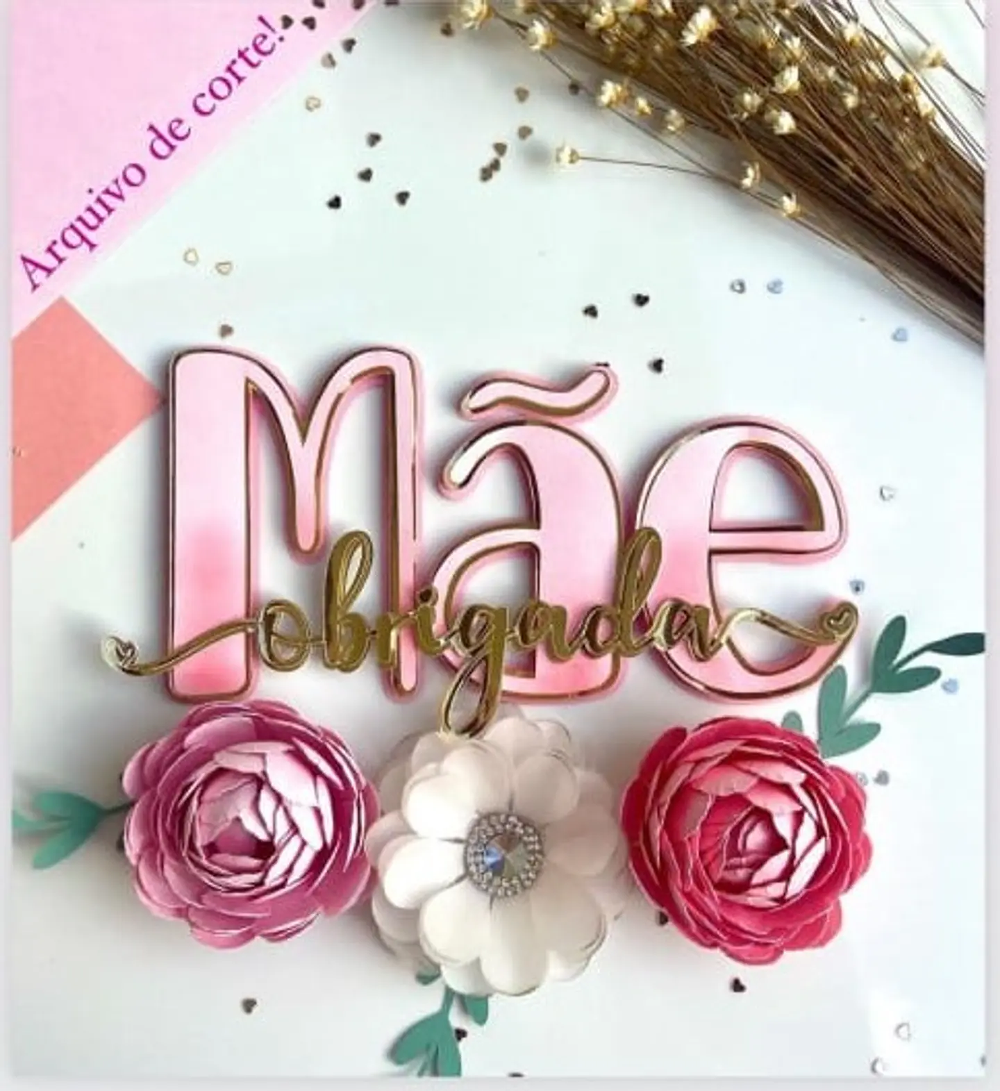 Arquivo topo de bolo dia das mães - MÃE OBRIGADA 1