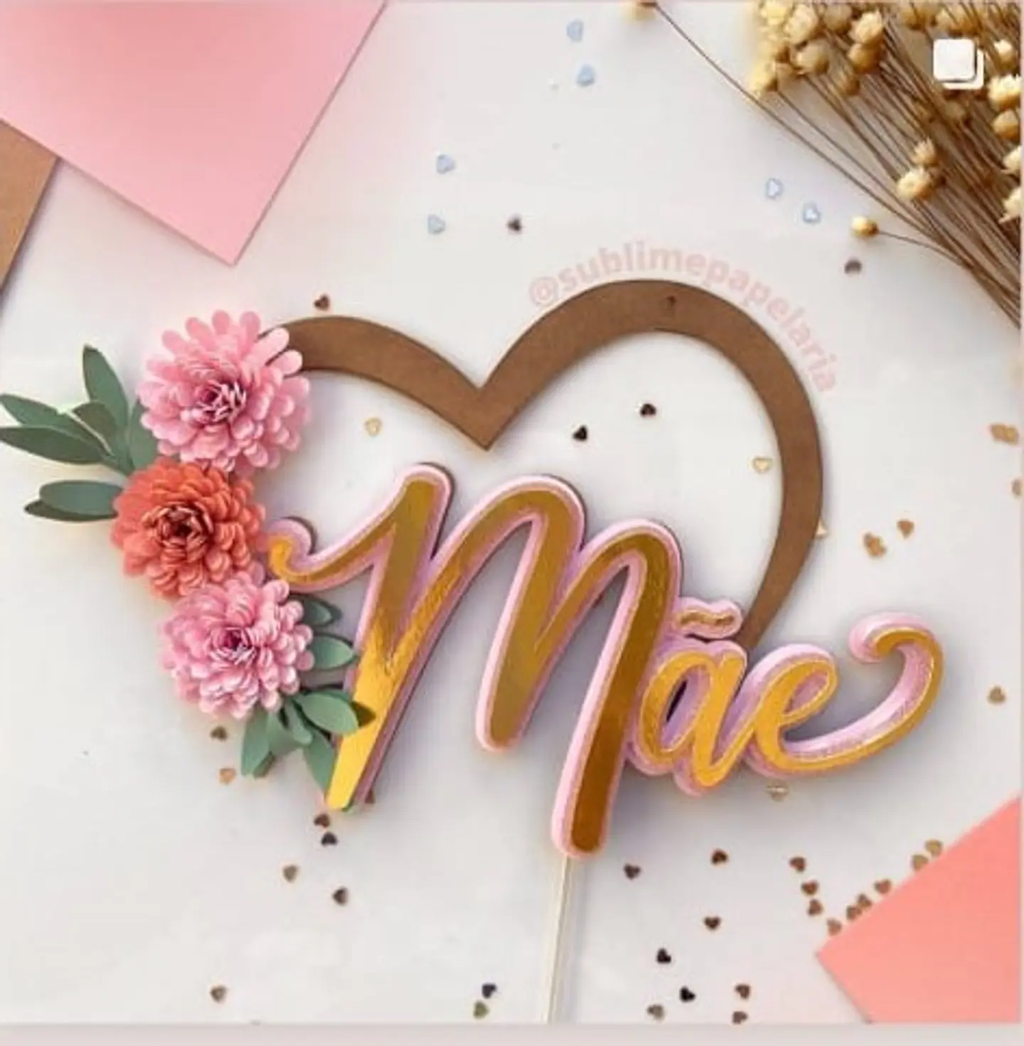 Arquivo topo de bolo dia das mães - MÃE CORAÇÃO 1