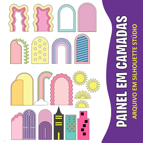 Arquivo topo de bolo painel 02 em camadas - CRIAR BV