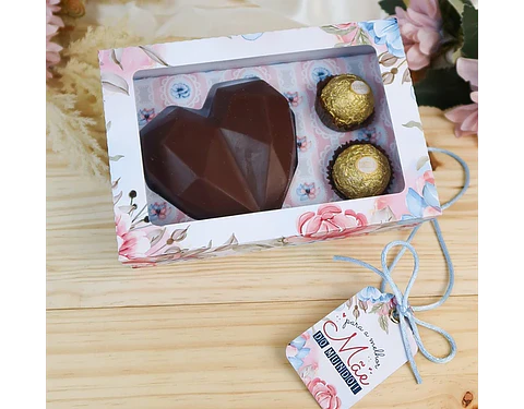 Arquivo dia das mães caixa para coração lapidado e 2 doces - CHUVINHA DE PAPEL