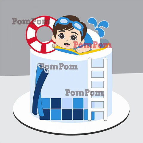 Arquivo topo de bolo pool party praia menino
