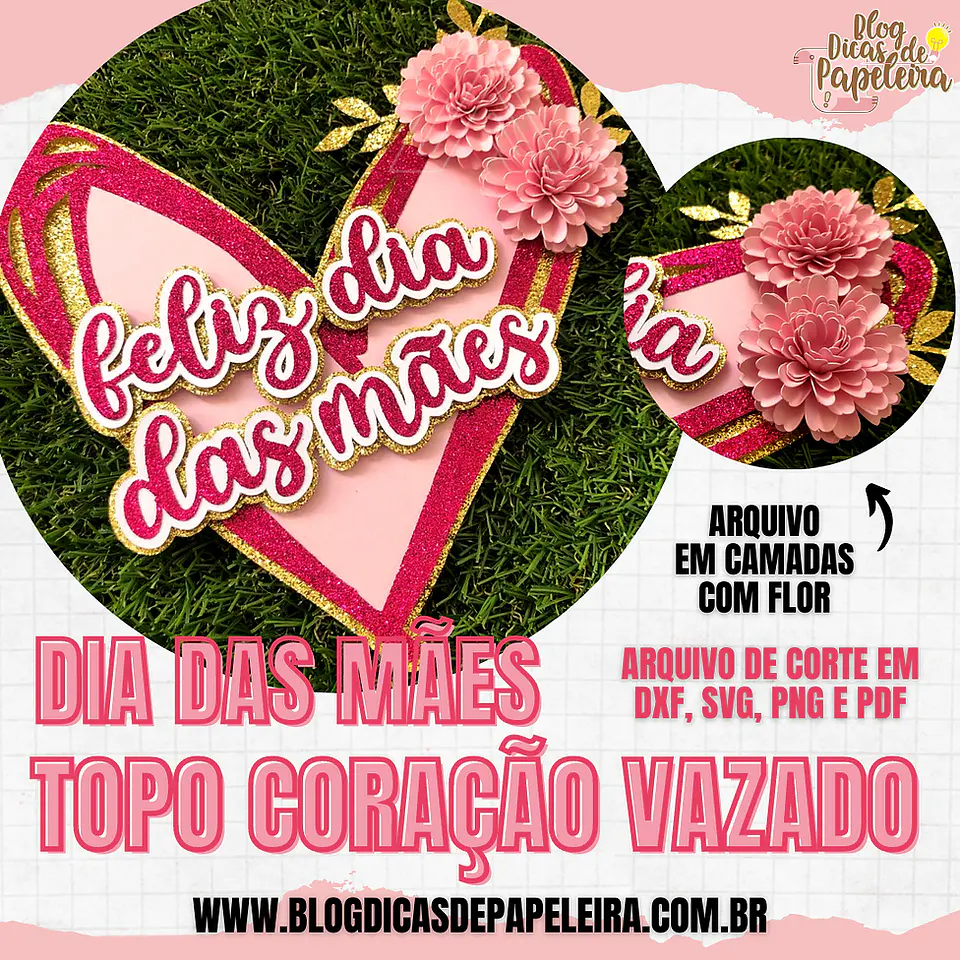 Arquivo topo de bolo dia das mães - FELIZ DIA DAS MÃES CORAÇÃO ROSA 1