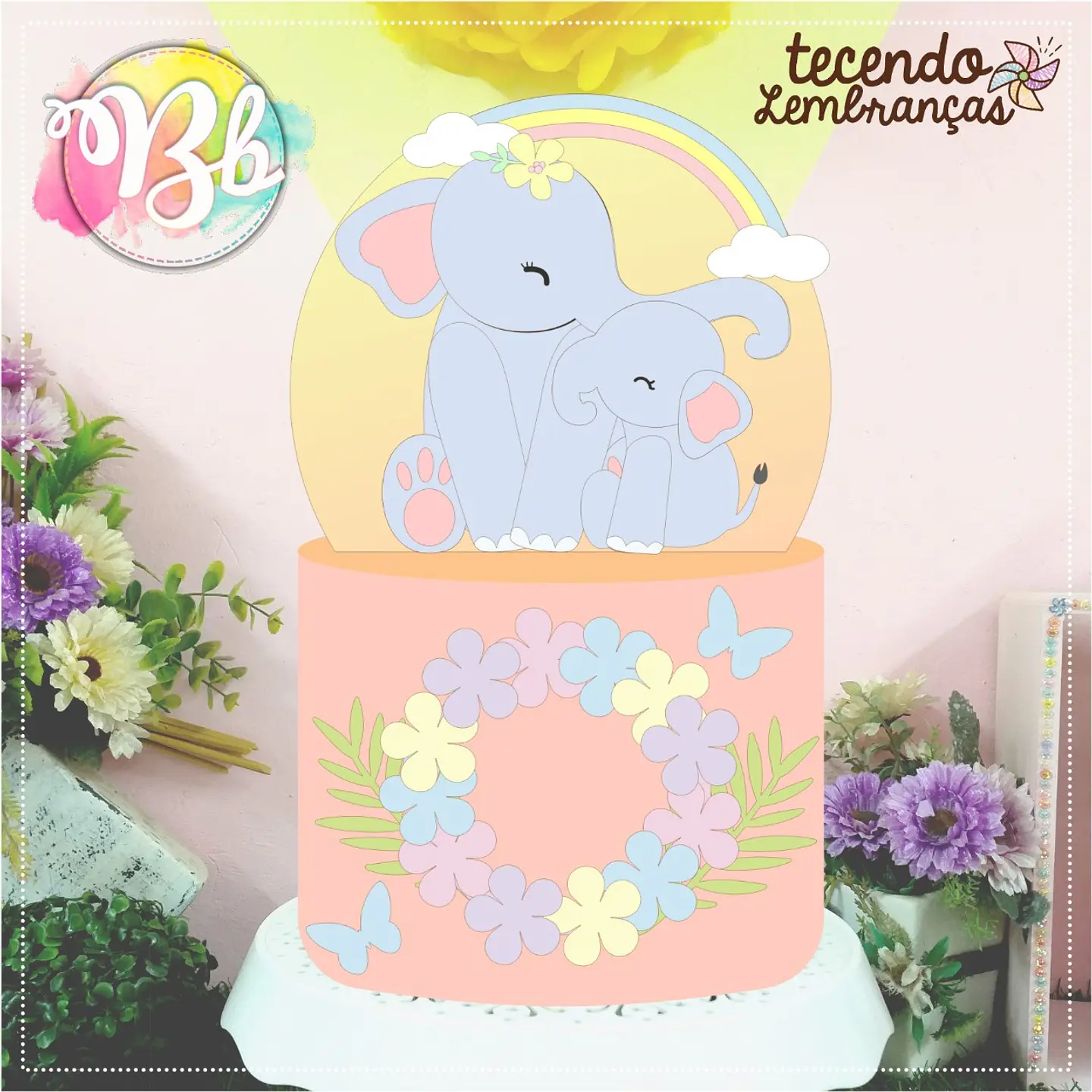 Arquivo topo de bolo dia das mães - ELEFANTINHA E BABY 1