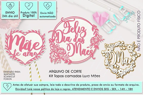Arquivo topo de bolo dia das mães - COMBO MÃES FLORAL