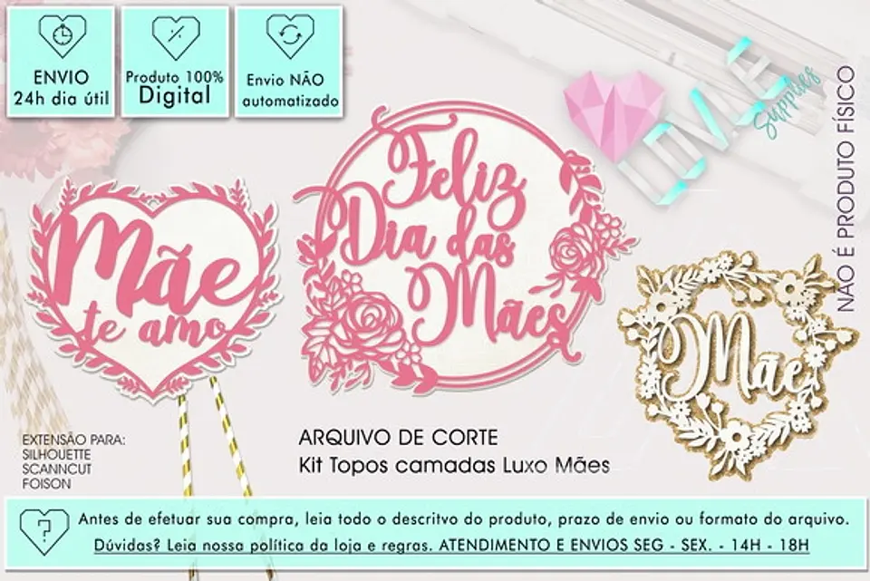 Arquivo topo de bolo dia das mães - COMBO MÃES FLORAL 1