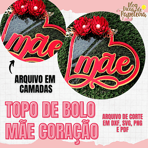 Arquivo topo de bolo dia das mães - MÃE CORAÇÃO