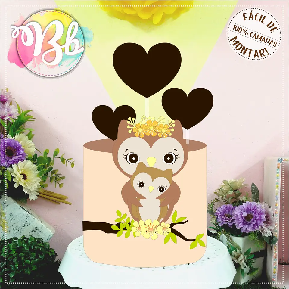 Arquivo topo de bolo dia das mães - MÃE CORUJA E BB 1