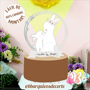 Arquivo topo de bolo dia das mães - MÃE COELHA E BEBÊ