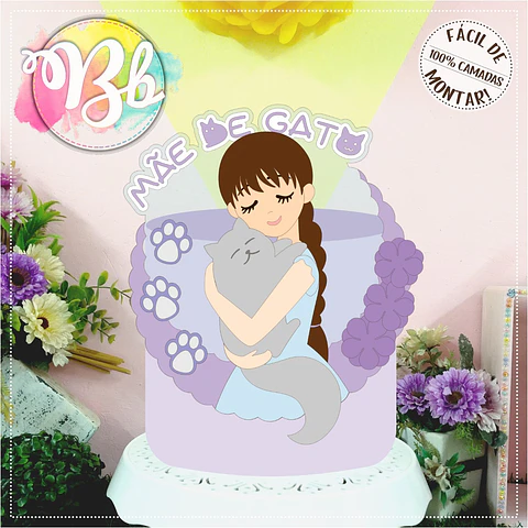 Arquivo topo de bolo dia das mães - MÃE DE GATO BEBÊ