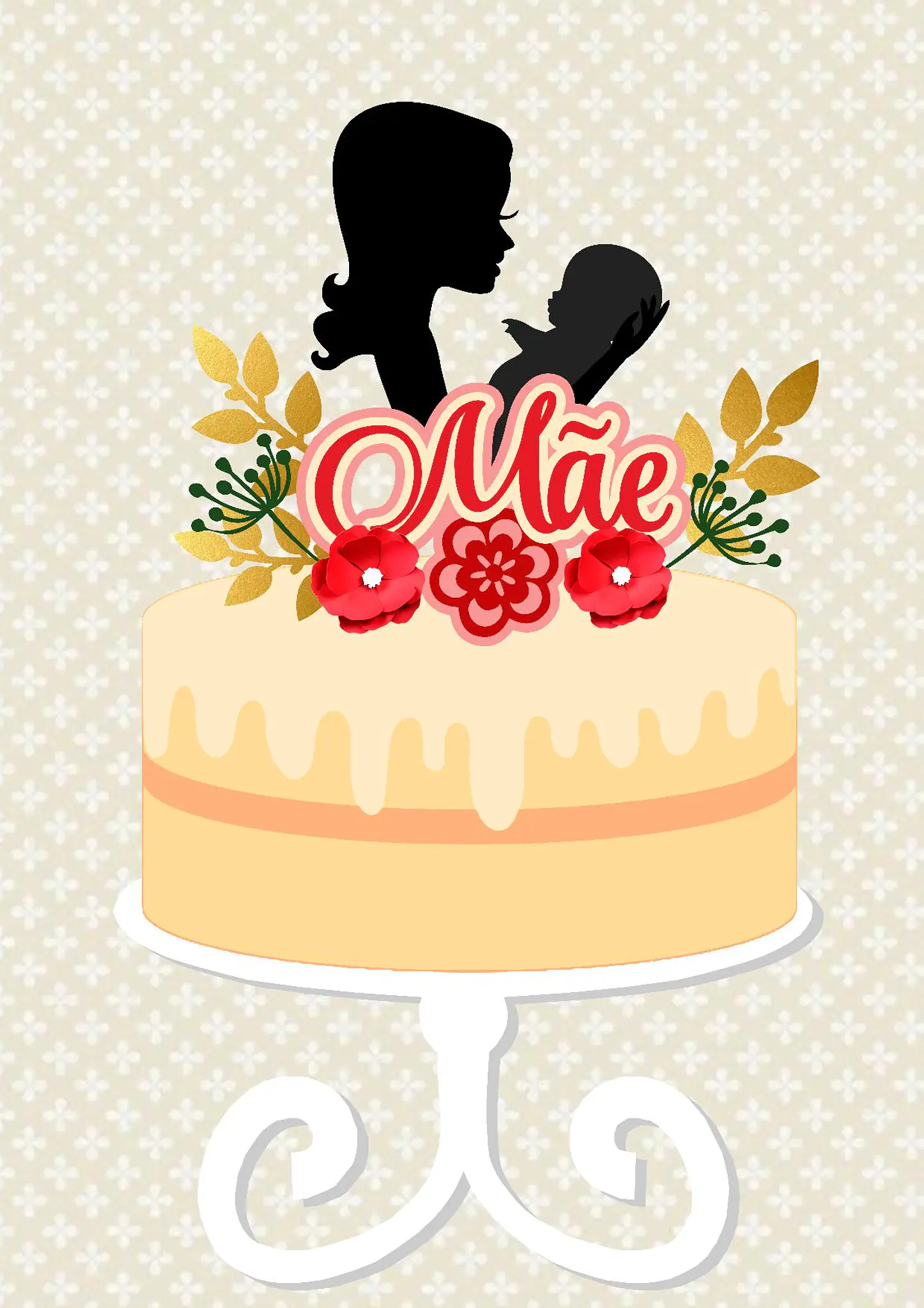 Arquivo topo de bolo dia das mães - MÃE E BEBÊ FLORAL 1