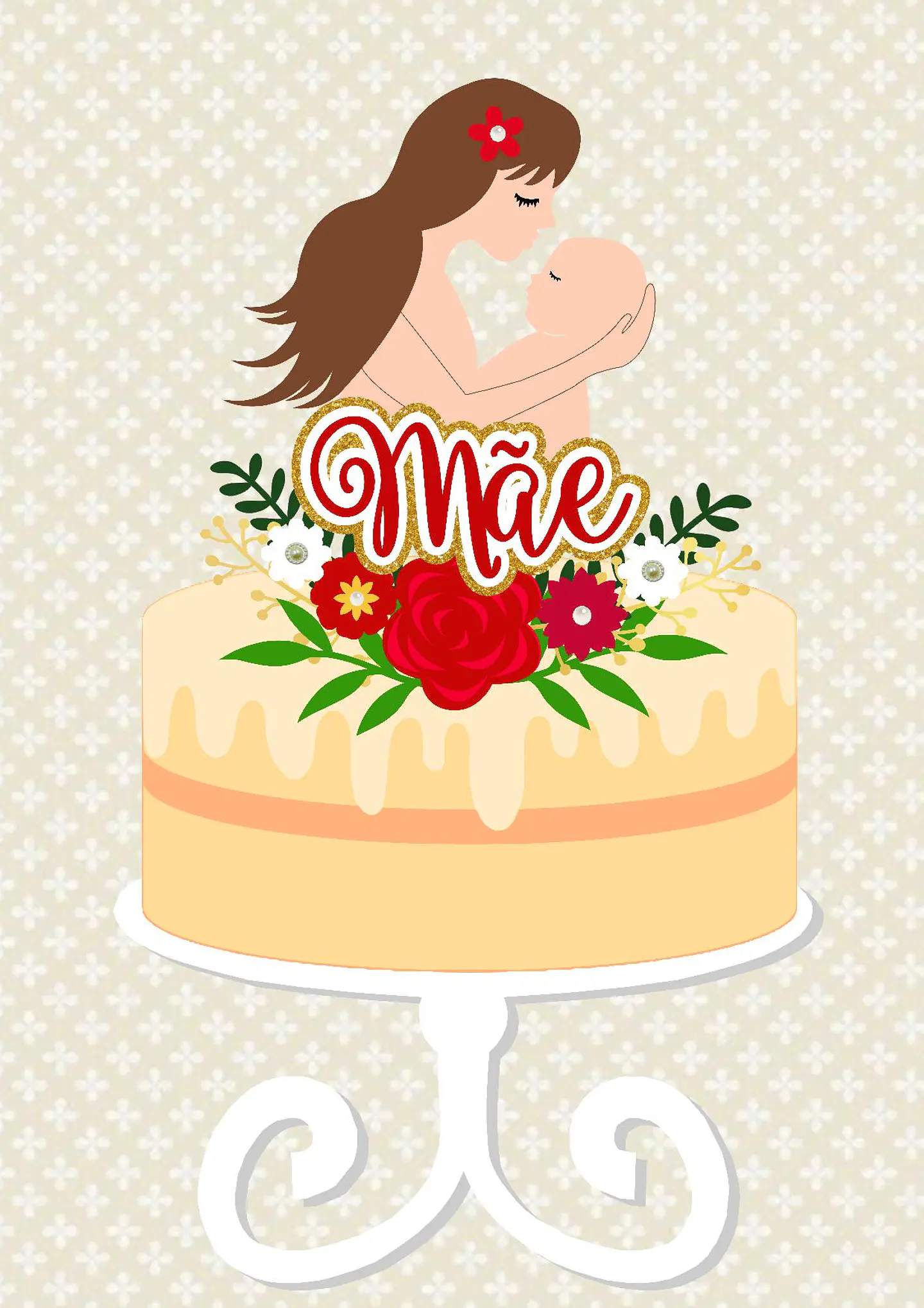 Arquivo topo de bolo dia das mães - MÃE E BEBÊ FLORAL 1