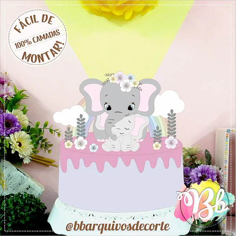 Arquivo topo de bolo dia das mães - MÃE ELEFANTINHA