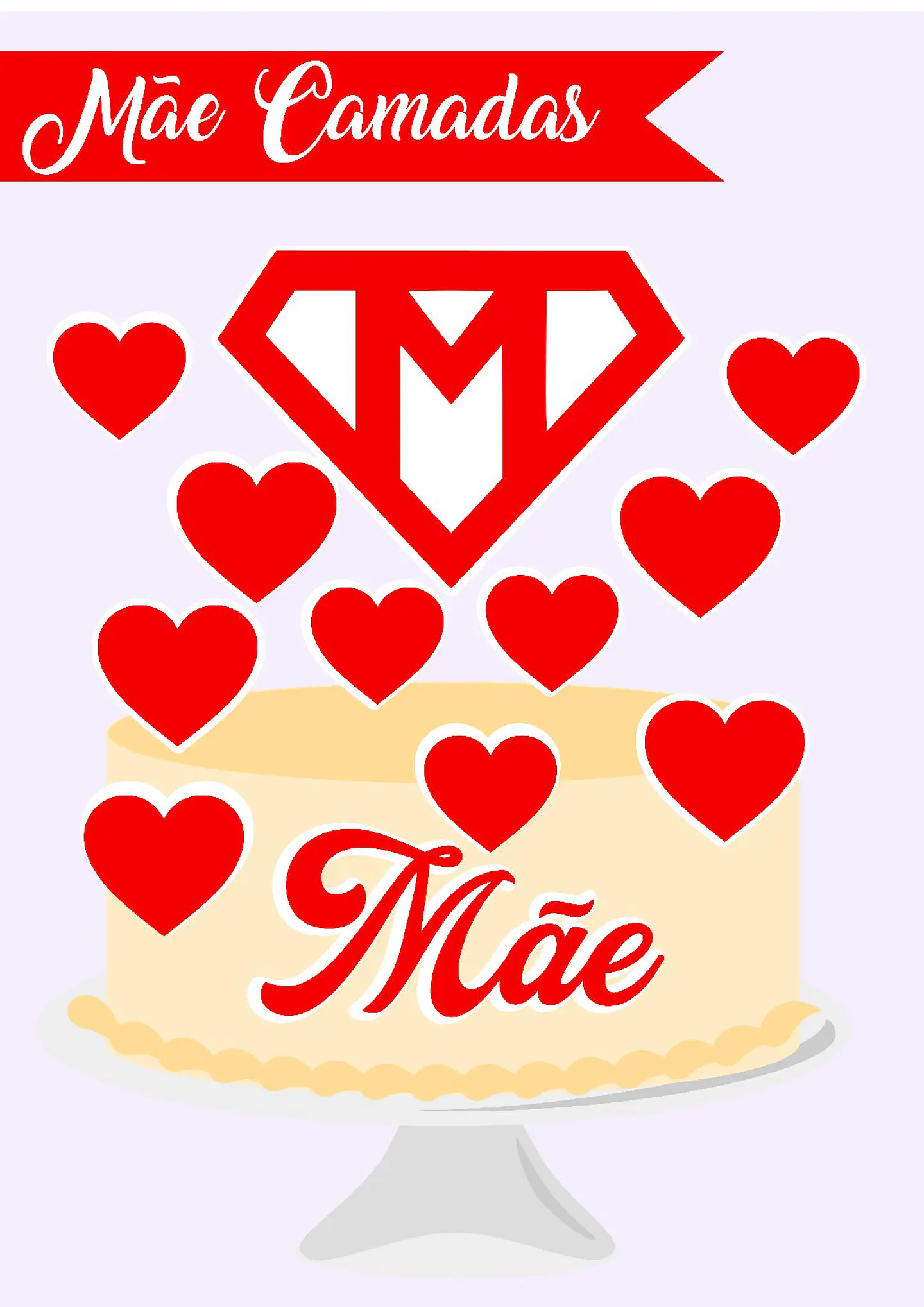 Arquivo topo de bolo dia das mães - MÃE CORAÇÃO EM CAMADAS 1