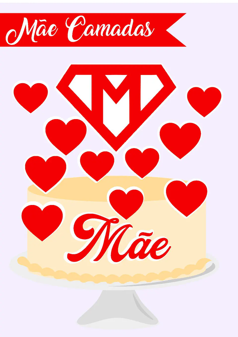 Arquivo topo de bolo dia das mães - MÃE CORAÇÃO EM CAMADAS 1