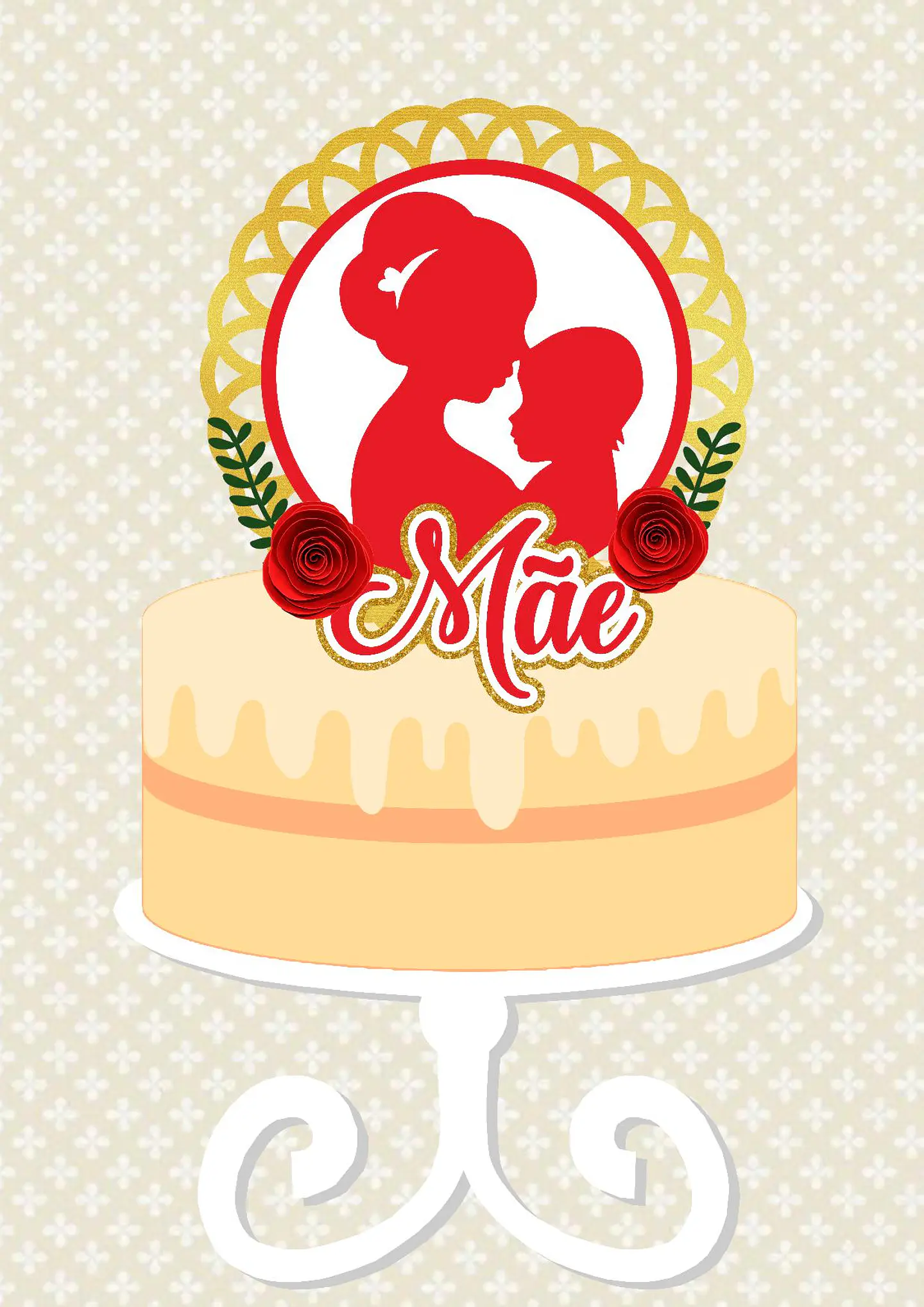 Arquivo topo de bolo dia das mães - MÃE FLORAL COM ARCO 1