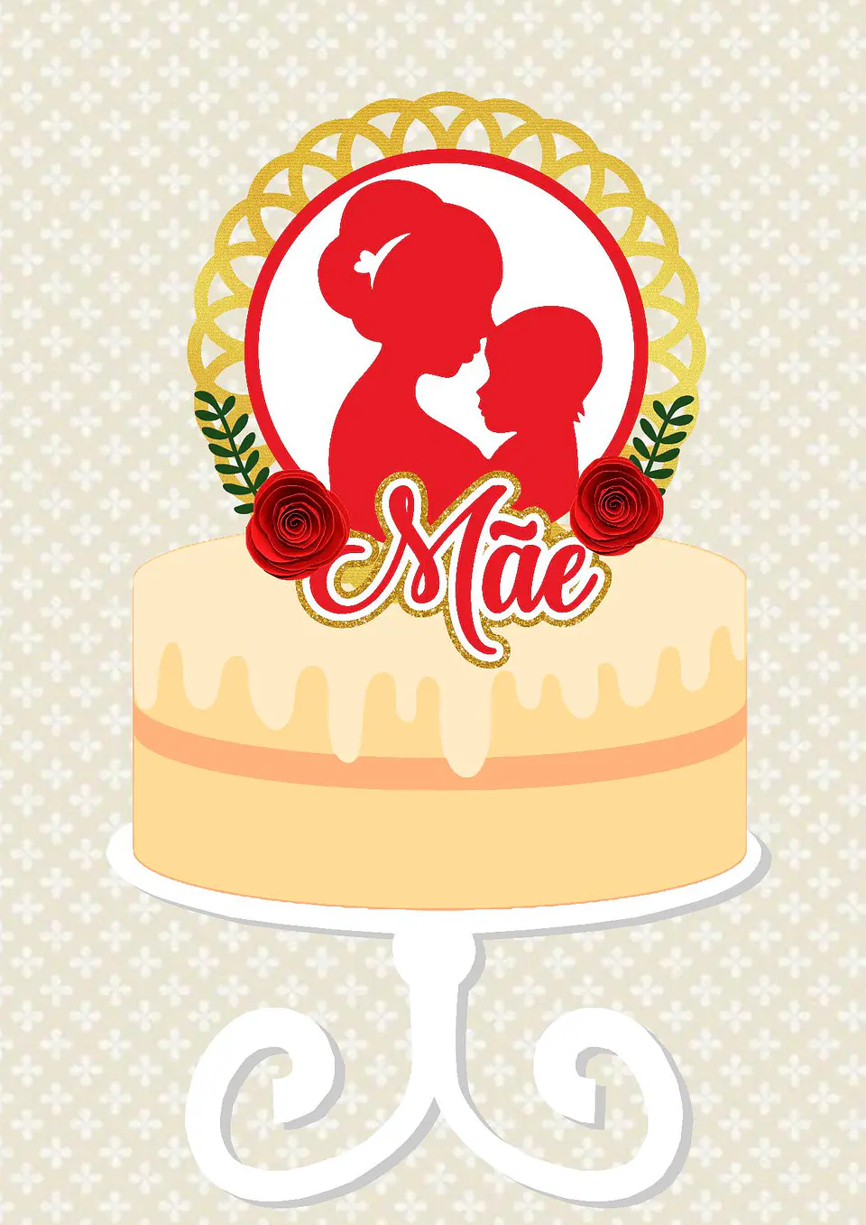 Arquivo topo de bolo dia das mães - MÃE FLORAL COM ARCO 1
