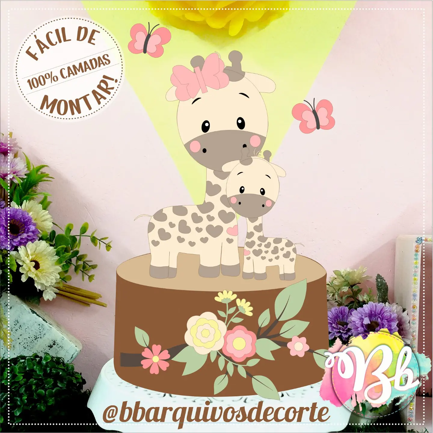 Arquivo topo de bolo dia das mães - MÃE GIRAFA BB 1