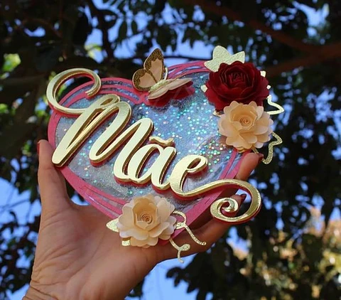 Arquivo topo de bolo dia das mães - MÃE CORAÇÃO FLORAL