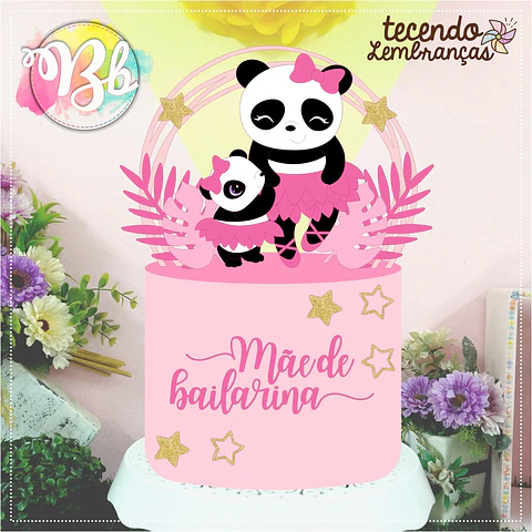 Arquivo topo de bolo dia das mães - PANDINHAS MÃE E FILHA BAILARINAS
