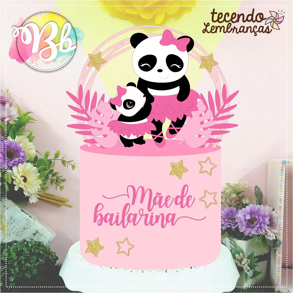 Arquivo topo de bolo dia das mães - PANDINHAS MÃE E FILHA BAILARINAS 1