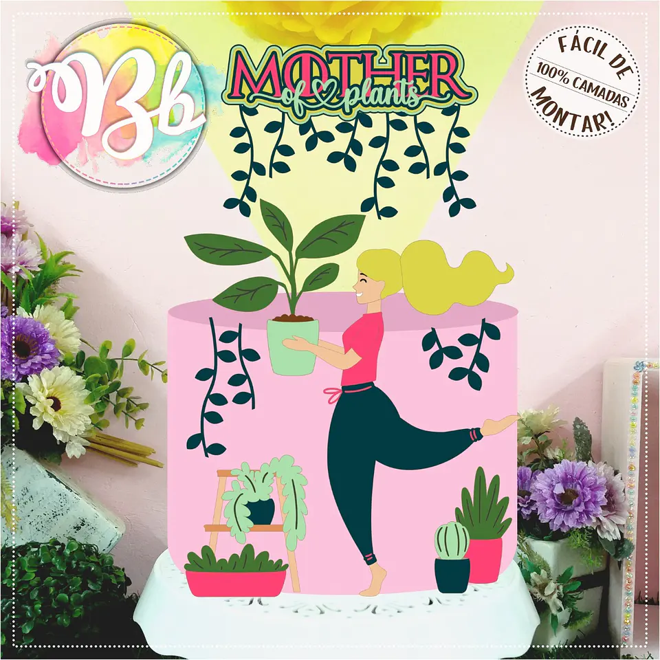 Arquivo topo de bolo dia das mães - MÃE E PLANTINHAS 1