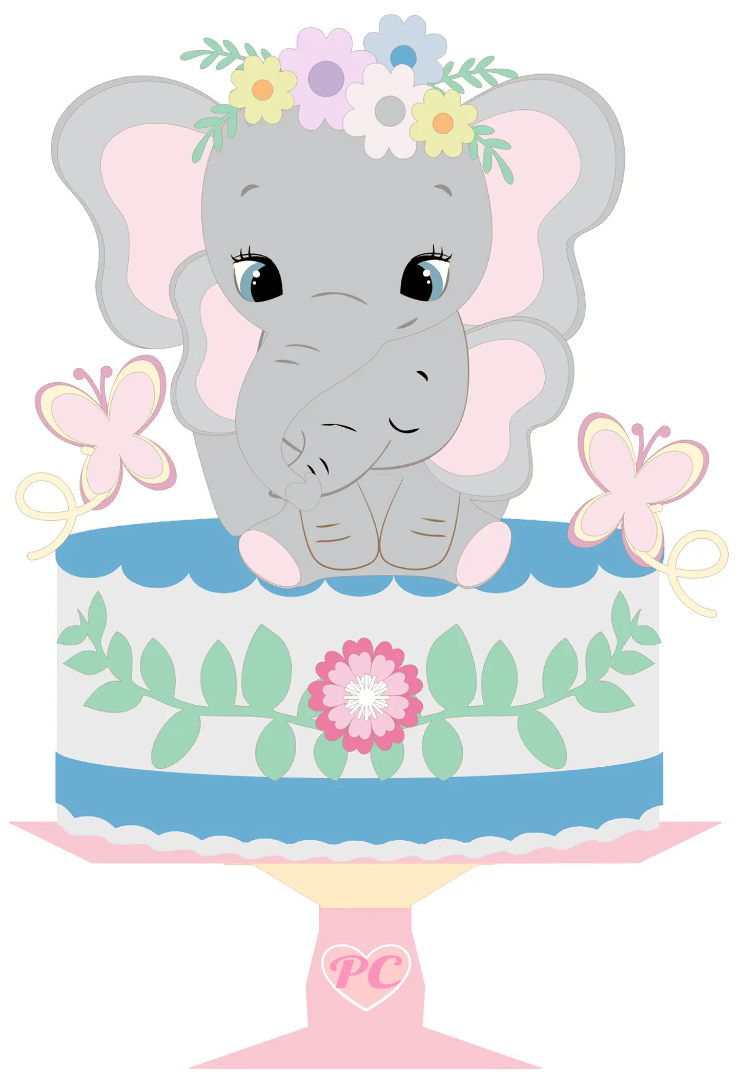 Arquivo topo de bolo dia das mães - MÃE E FILHA ELEFANTINHAS  1