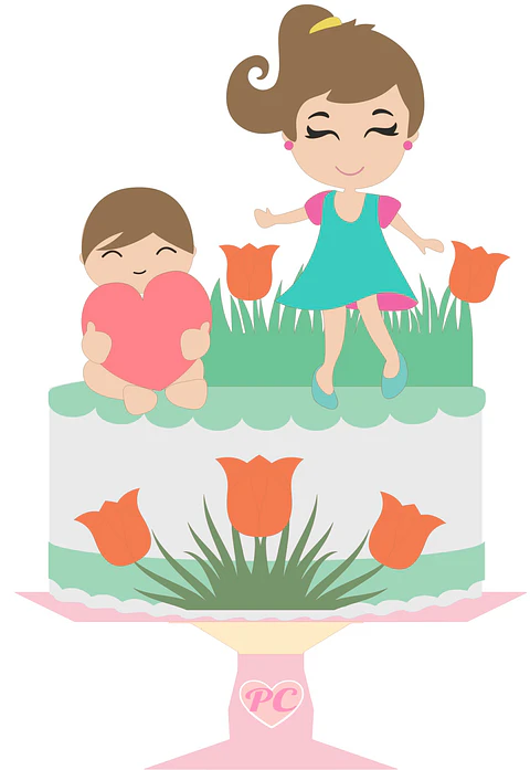 Arquivo topo de bolo dia das mães - MENINA E IRMÃOZINHO NA GRAMA