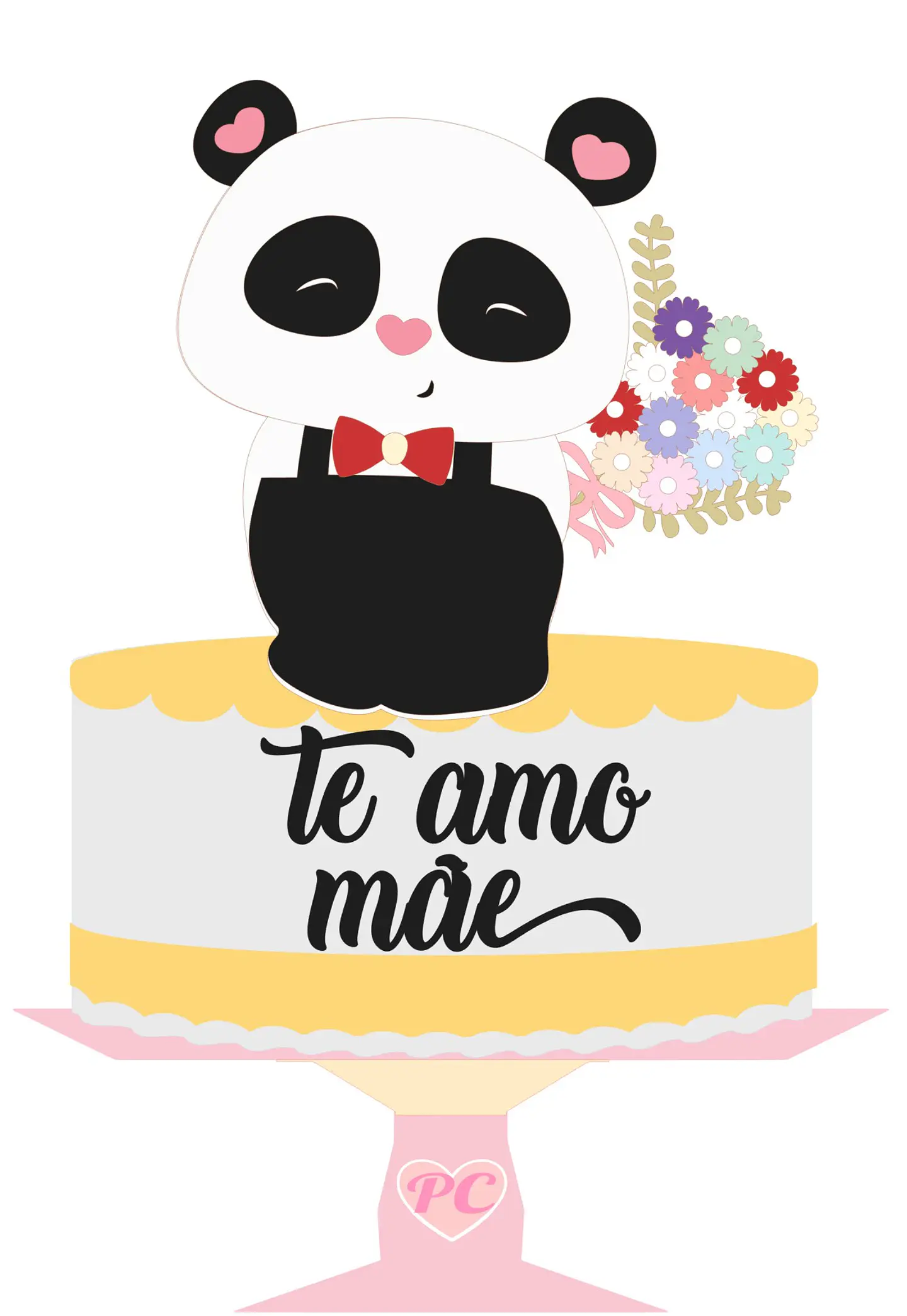 Arquivo topo de bolo dia das mães - PANDINHA TE AMO MÃE 1