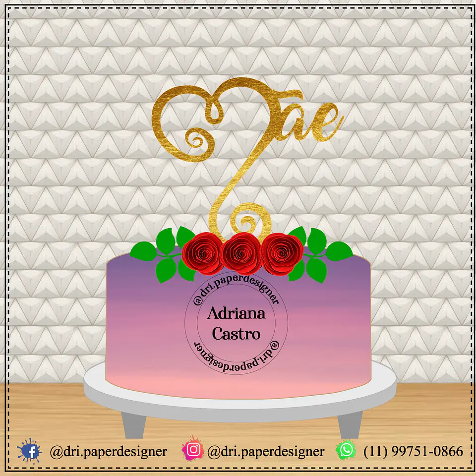 Arquivo topo de bolo dia das mães - MÃE FLORAL 1