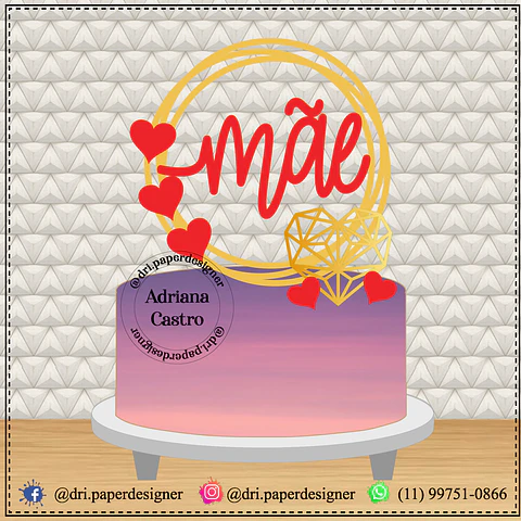 Arquivo topo de bolo dia das mães - MÃE CORAÇÃO