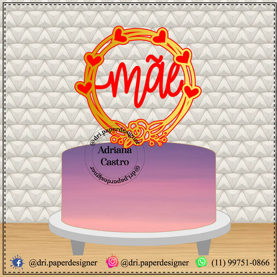 Arquivo topo de bolo dia das mães - MÃE CORAÇÃO 1