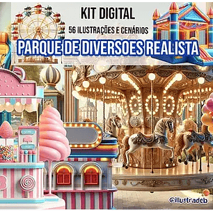 Kit Digital parque de diversões realista - ILUSTRADEB