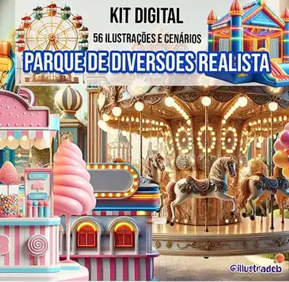 Kit Digital parque de diversões realista - ILUSTRADEB 1