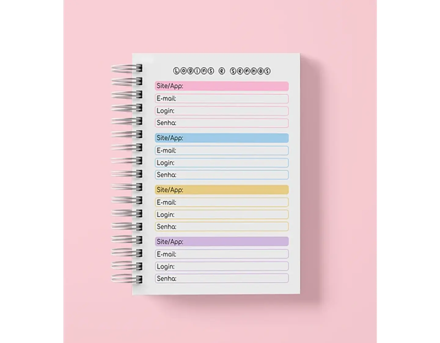 Arquivo caderno de logins e senhas A6 - STUDIO RAFA 3