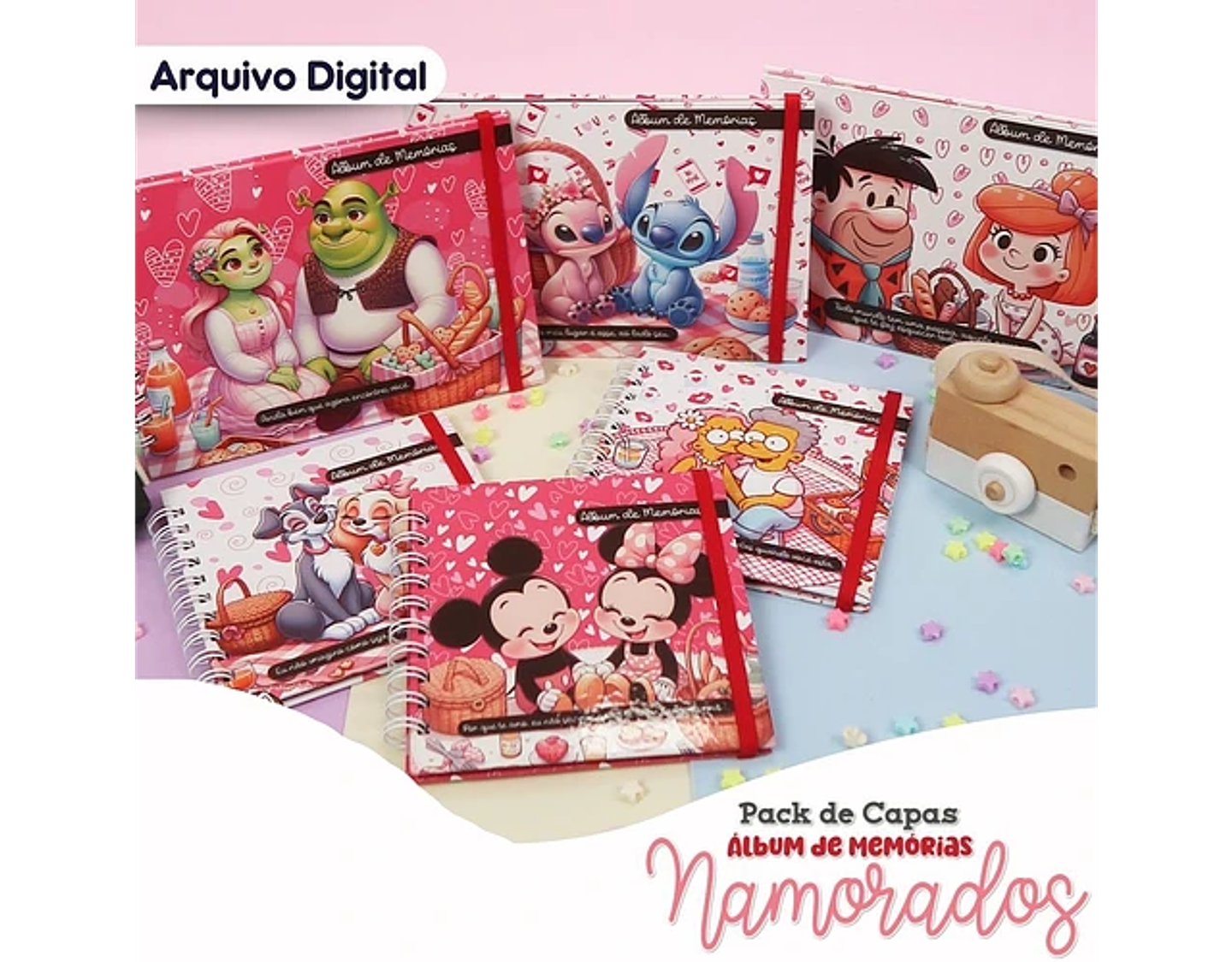 Arquivo dia dos namorados pack de capas álbum de memórias - MP 1