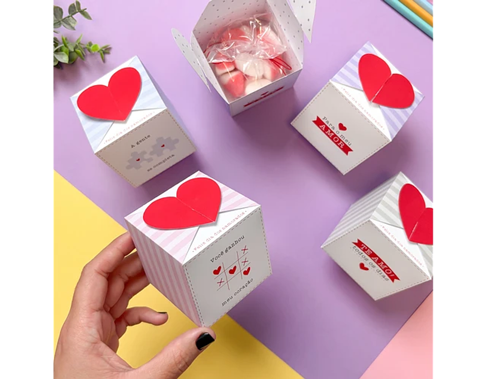 Arquivo dia dos namorados caixinha cubo fecho coração - TUDO PRA PAPELARIA 1