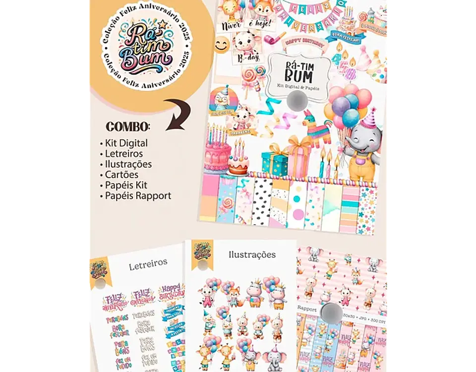 Kit Digital Ratimbum Ilustrações e Papéis - TITA 1