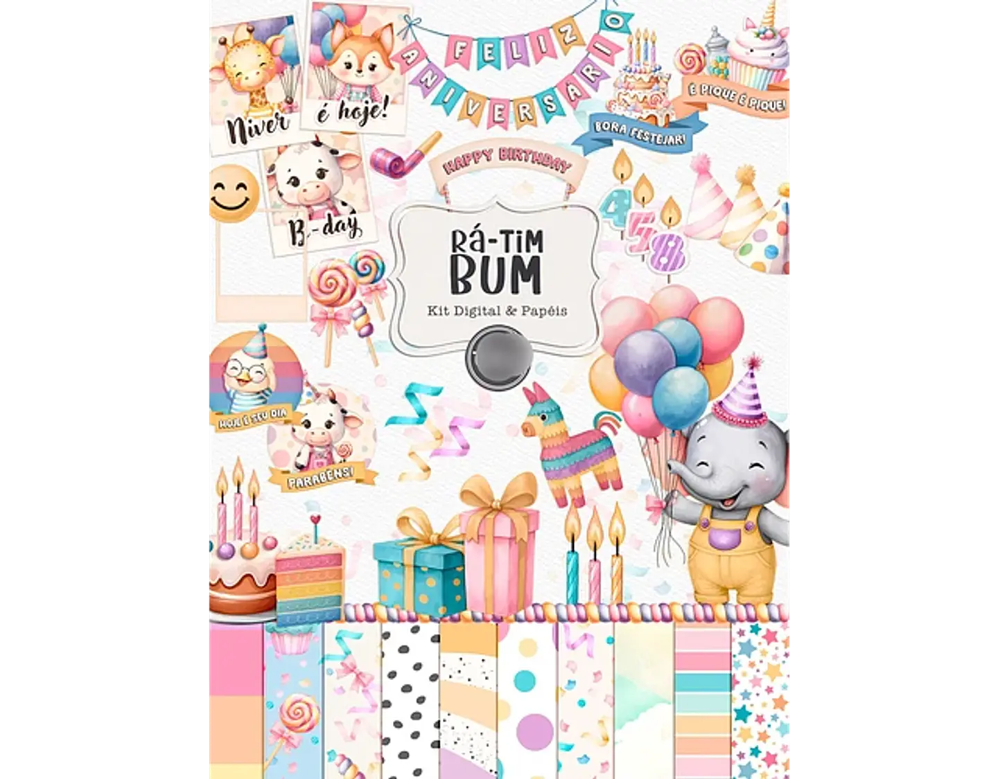 Kit Digital Ratimbum Ilustrações e Papéis - TITA 3