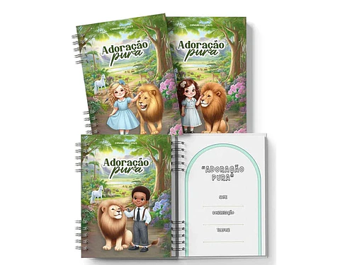 Arquivo kit Caderno Infantil Congresso Adoração Pura Menino Menina - BICHO PAPEL