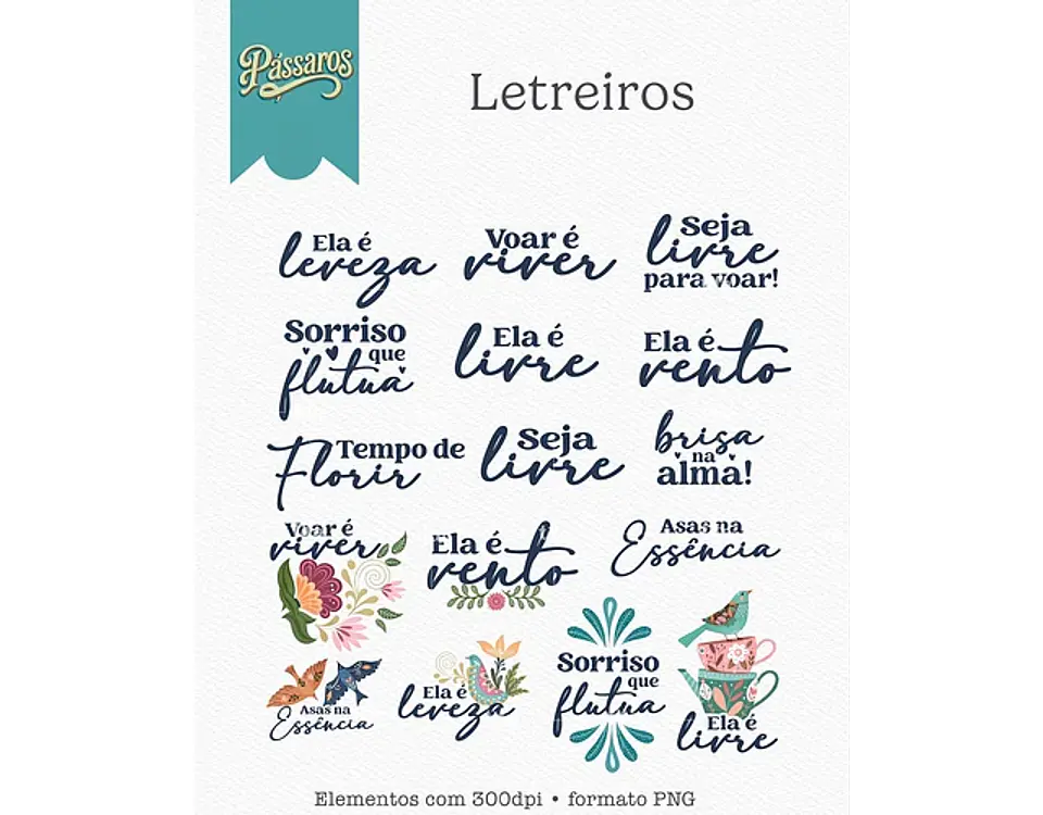 Kit Digital combo pássaros ilustrações e papéis - TITA 5