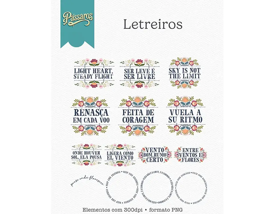 Kit Digital combo pássaros ilustrações e papéis - TITA 6