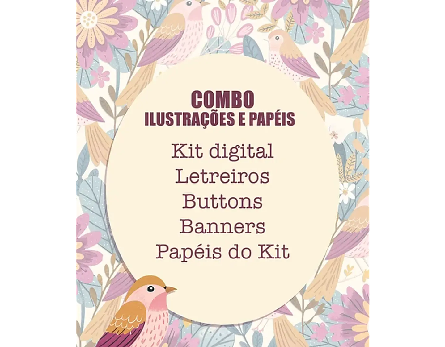 Kit Digital combo pássaros ilustrações e papéis - TITA 7