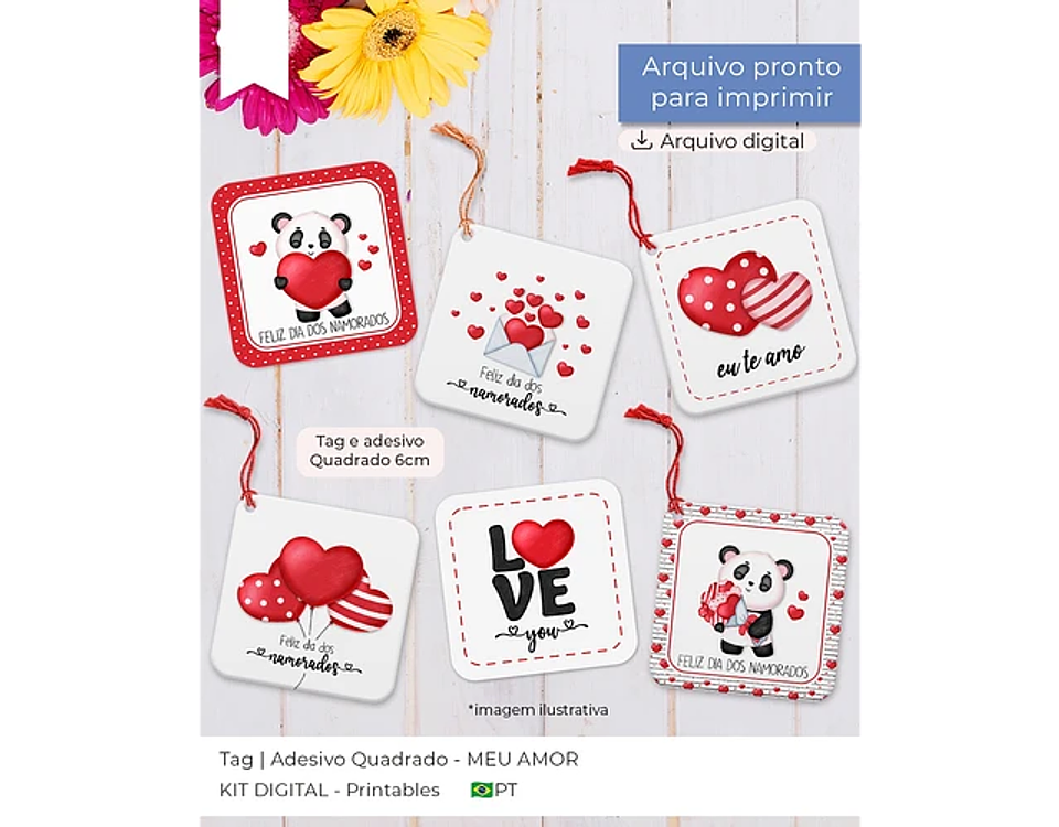 Arquivo dia dos namorados combo tag e adesivo - BALLOON 2