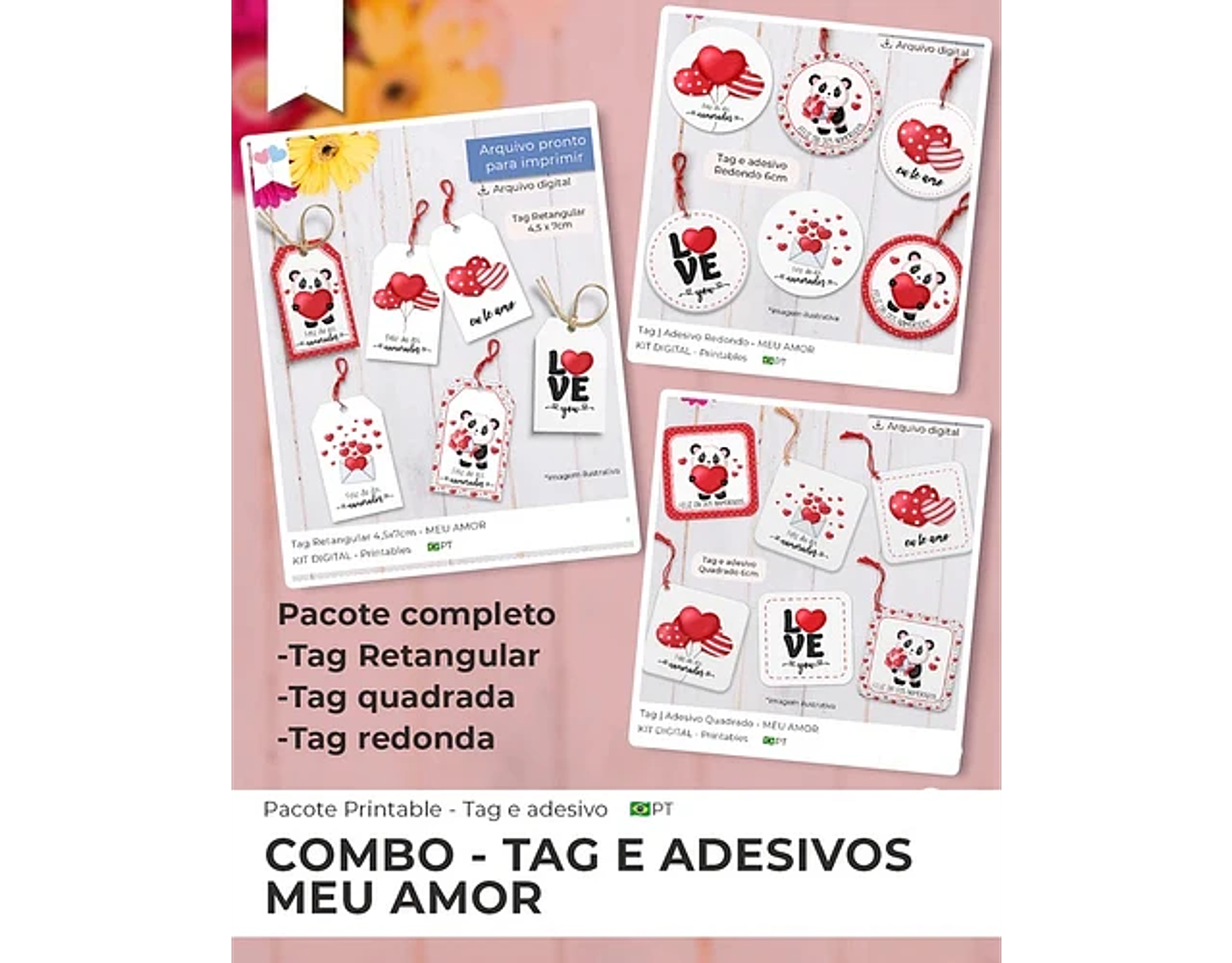 Arquivo dia dos namorados combo tag e adesivo - BALLOON 1