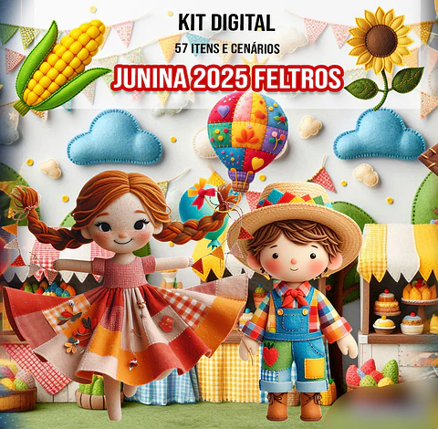 Kit Digital Festa Junina Feltros - ILUSTRADEB
