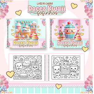 Arquivo livro de colorir doces kawaii fofinhos - PAMELLA