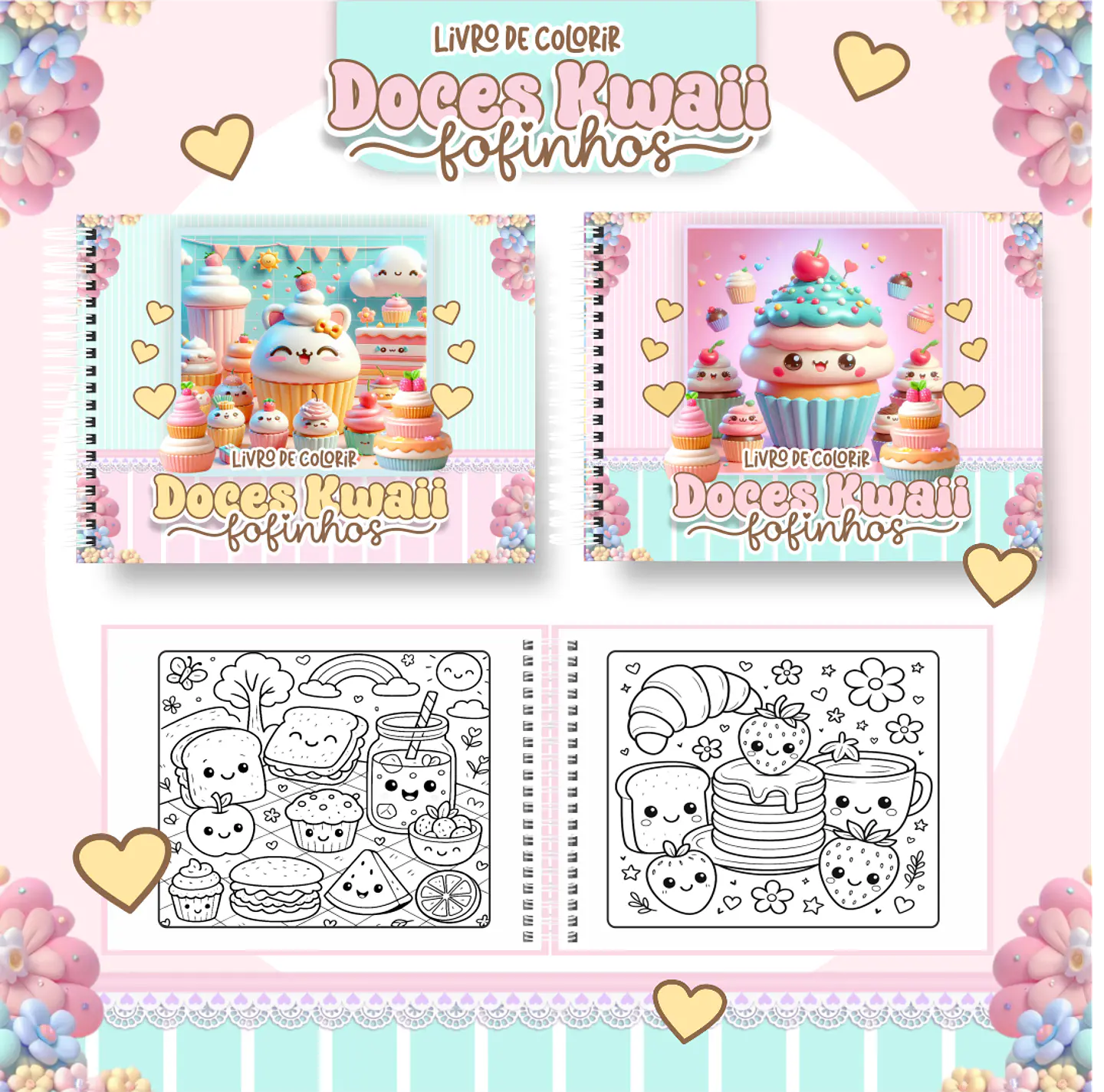 Arquivo livro de colorir doces kawaii fofinhos - PAMELLA 1